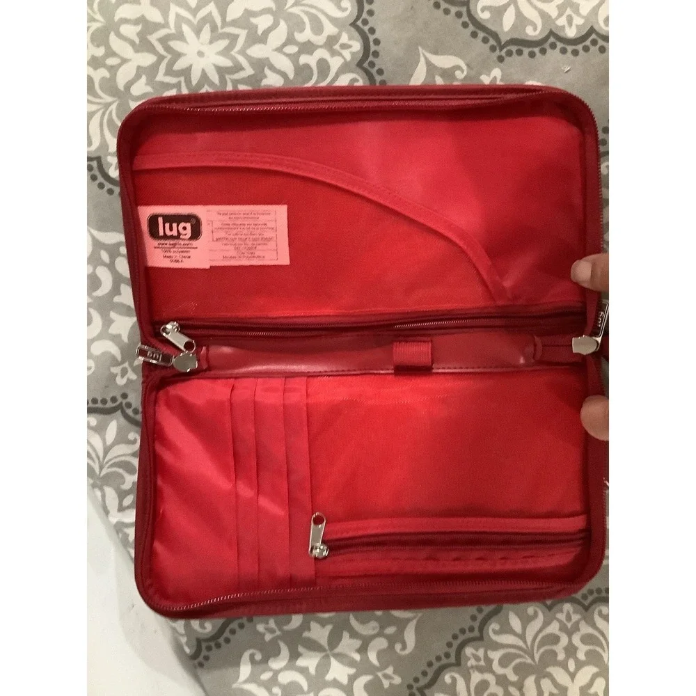 LUG Red  Tandem Quilted  Tango Zip Around Wallet Travel Passport Doc Holder